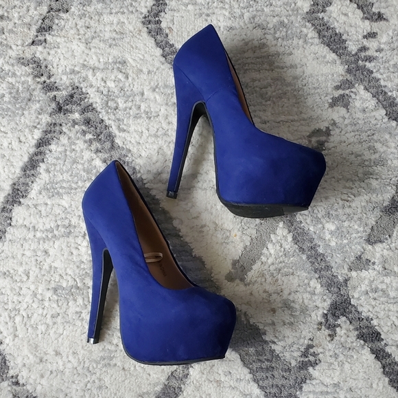 Blue Suede 6 inch stiletto heels - Picture 2 of 3